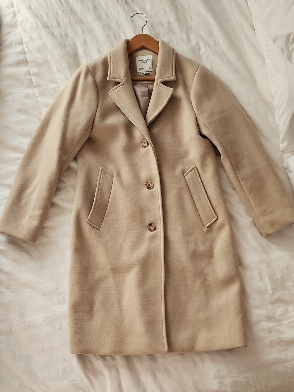Abercrombie & Fitch Beige Single-Breasted Wool Coat